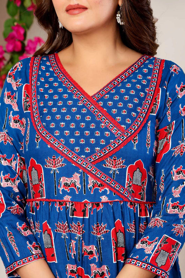 Vnyashri Ethnic Motifs Printed Anarkali Kurta with Trousers & Dupatta
