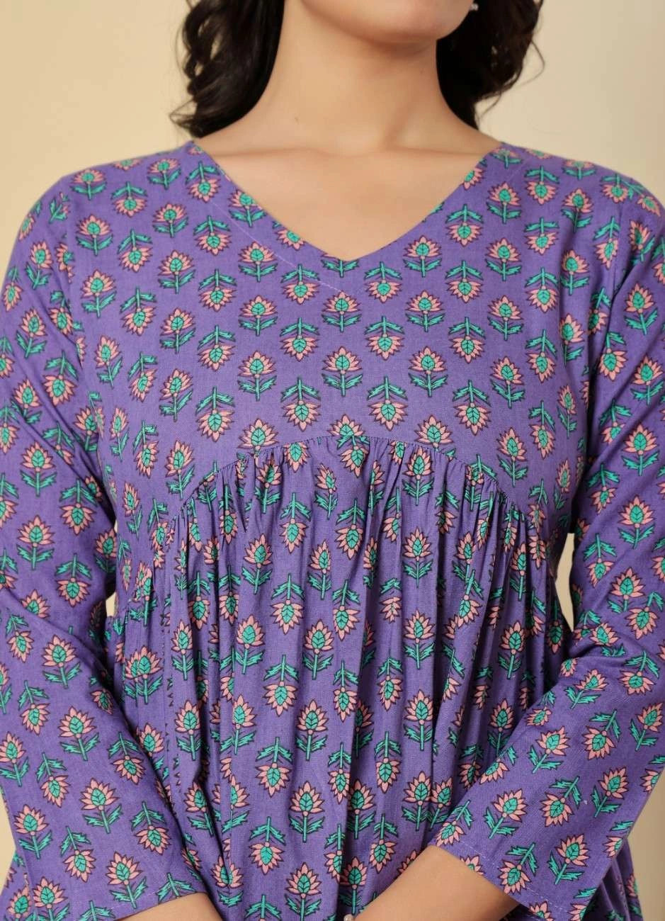Ethnic Motifs Printed Empire Kurta Pant Set with Dupatta