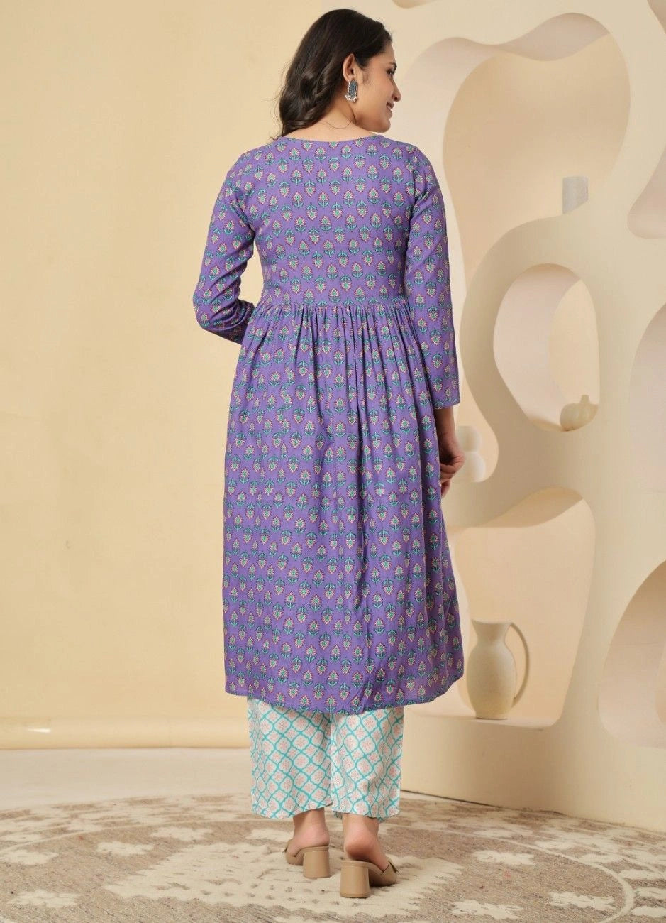 Ethnic Motifs Printed Empire Kurta Pant Set with Dupatta