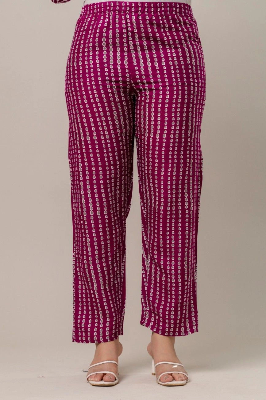 Vnyashri Purple Floral Printed Straight Kurta Pant Set with Dupatta